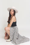 Floral print, tiered ruffle maxi skirt, in Black. Image 2