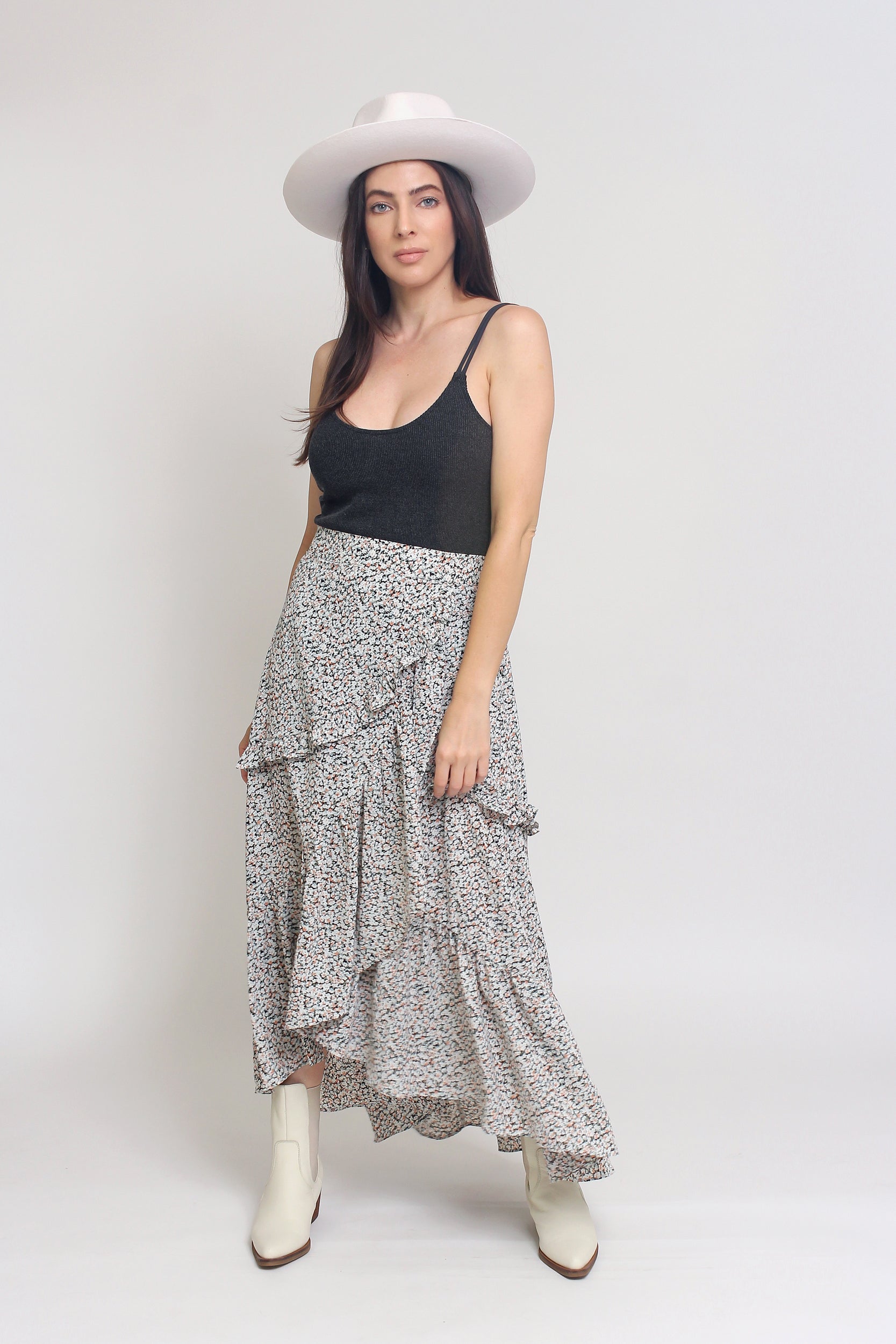 Floral tiered clearance maxi skirt