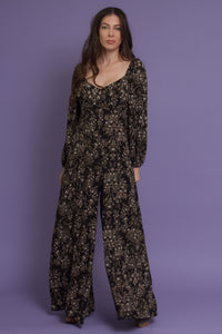 Wide leg floral jumpsuit, in midnight fields. Image 16