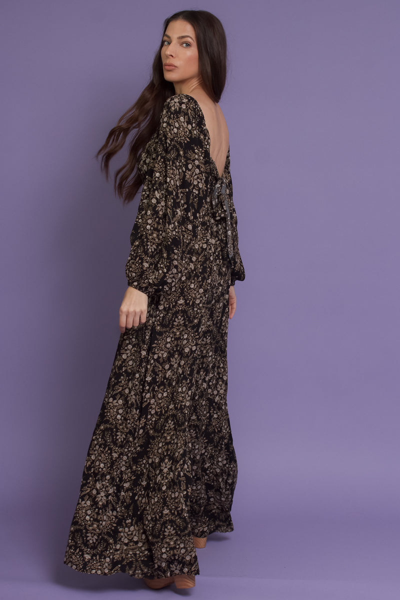 Wide leg floral jumpsuit, in midnight fields. Image 5