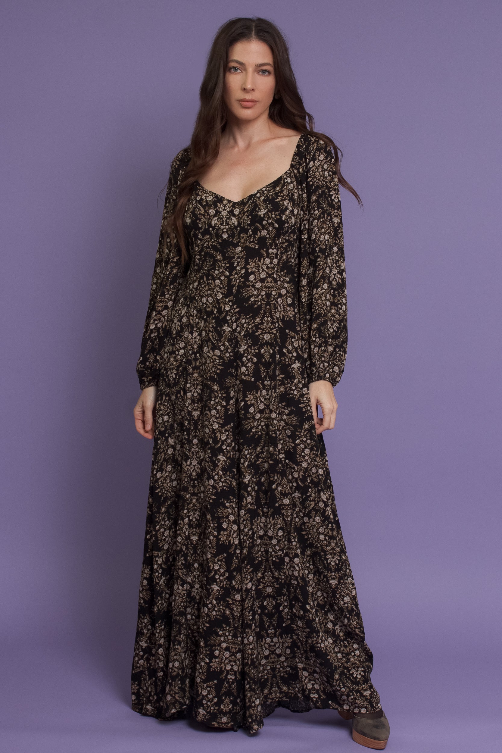 Wide leg floral jumpsuit, in midnight fields. Image 7