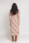 Floral print wrap midi dress, in rust. Image 10