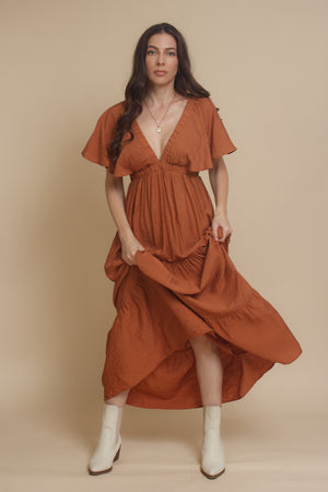 Flutter sleeve maxi dress, in gucci. Image 10