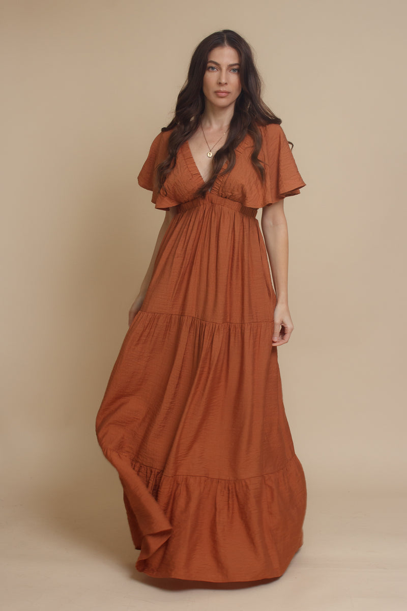 Flutter sleeve maxi dress, in gucci. Image 13