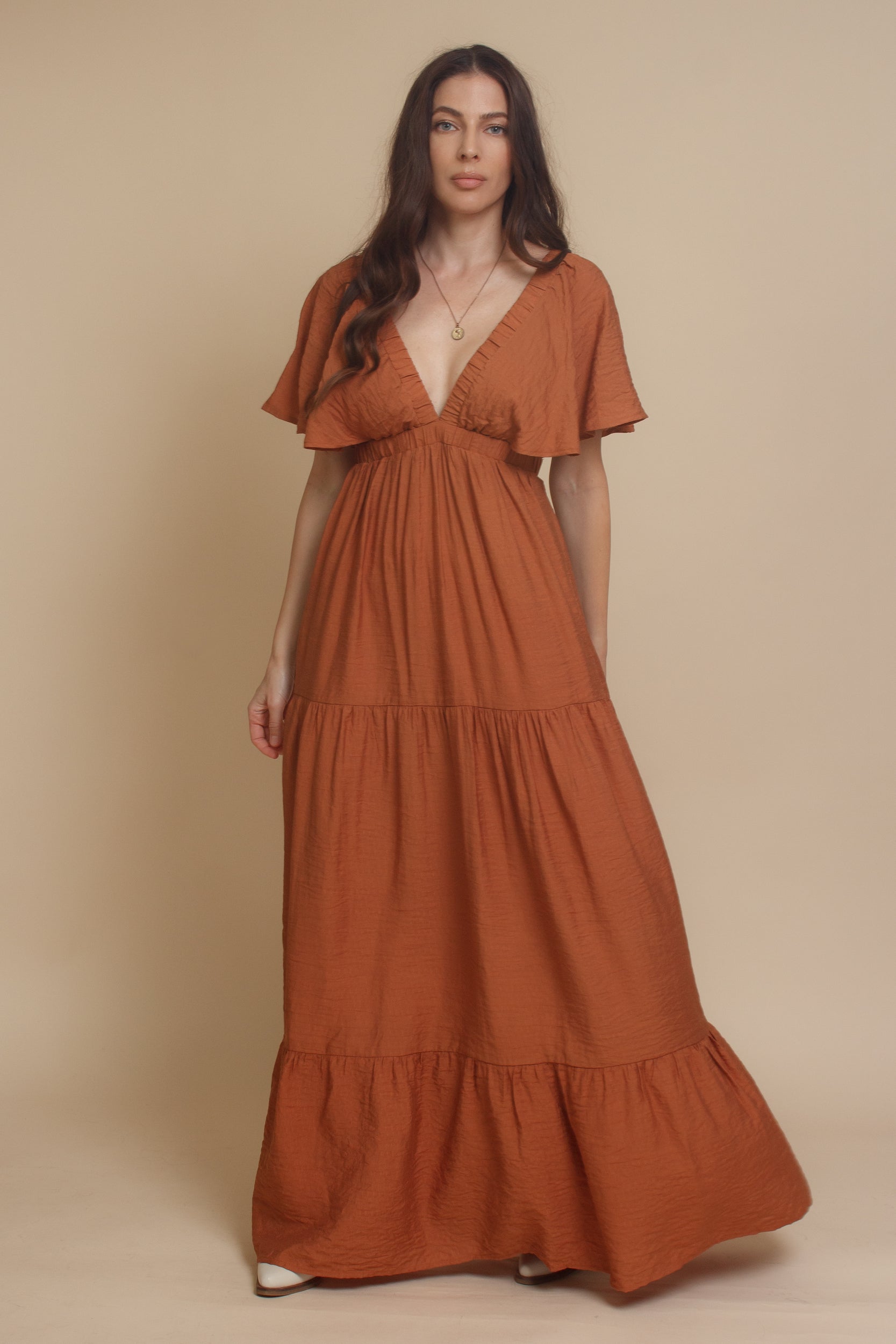 Flutter sleeve maxi dress, in gucci. Image 2
