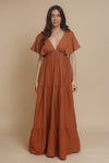 Flutter sleeve maxi dress, in gucci. Image 4
