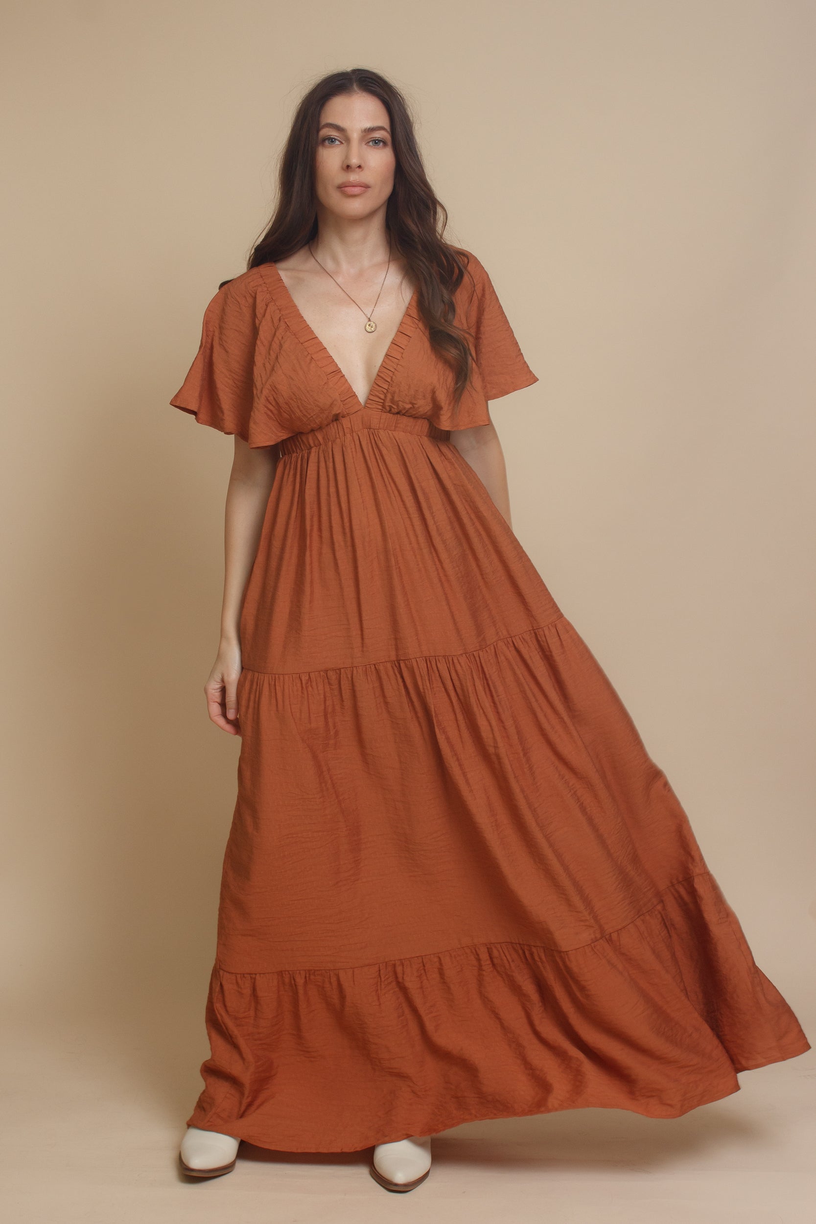 Wishlist Flutter Sleeve Tiered Maxi Dress sienna / small Wishlist Flutter Sleeve Tiered Maxi Dress sienna / small