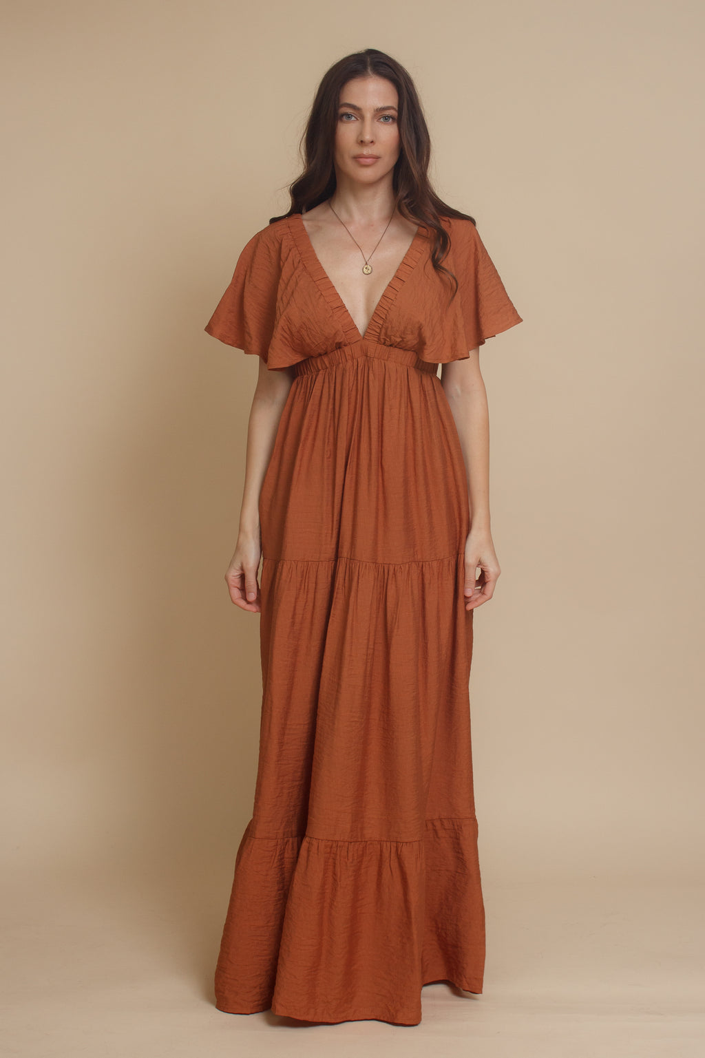 Flutter sleeve maxi dress, in gucci. Image 6