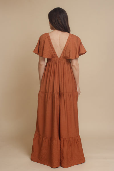 Flutter sleeve maxi dress, in gucci. Image 7