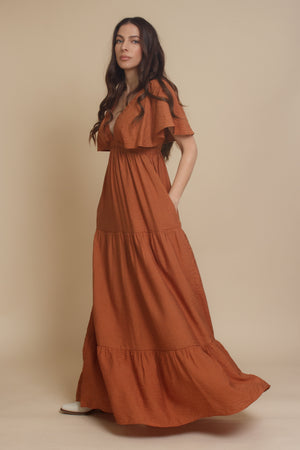 Flutter sleeve maxi dress, in gucci. Image 8