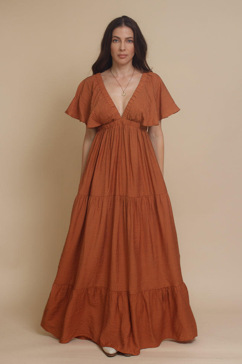 Flutter sleeve maxi dress, in gucci. Image 9