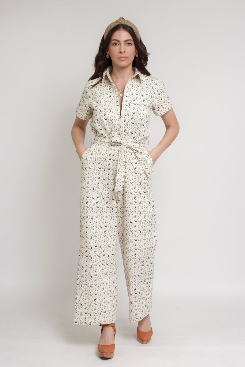 FRNCH floral jumpsuit, in creme. Image 12