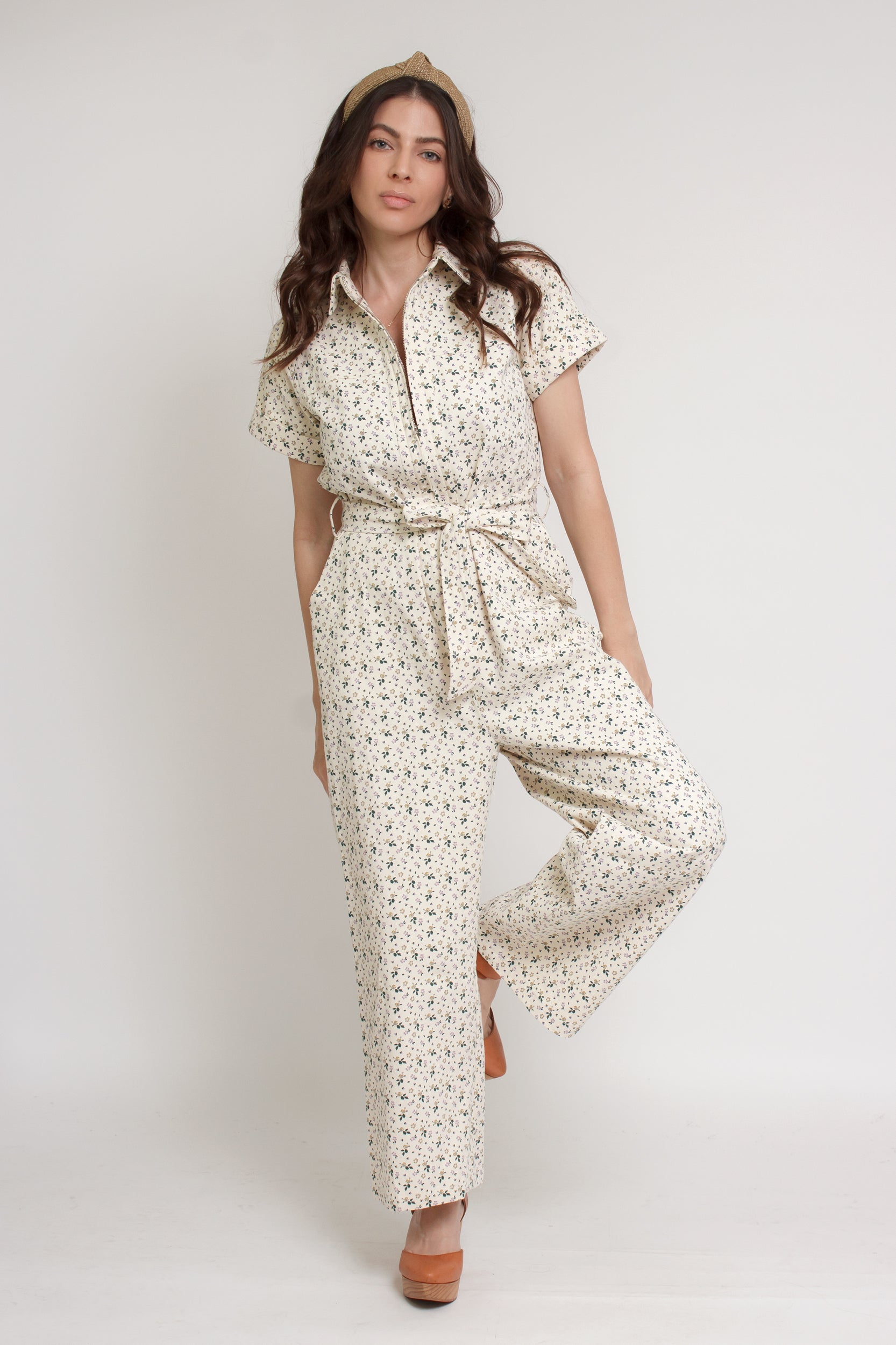 FRNCH floral jumpsuit, in creme. Image 3