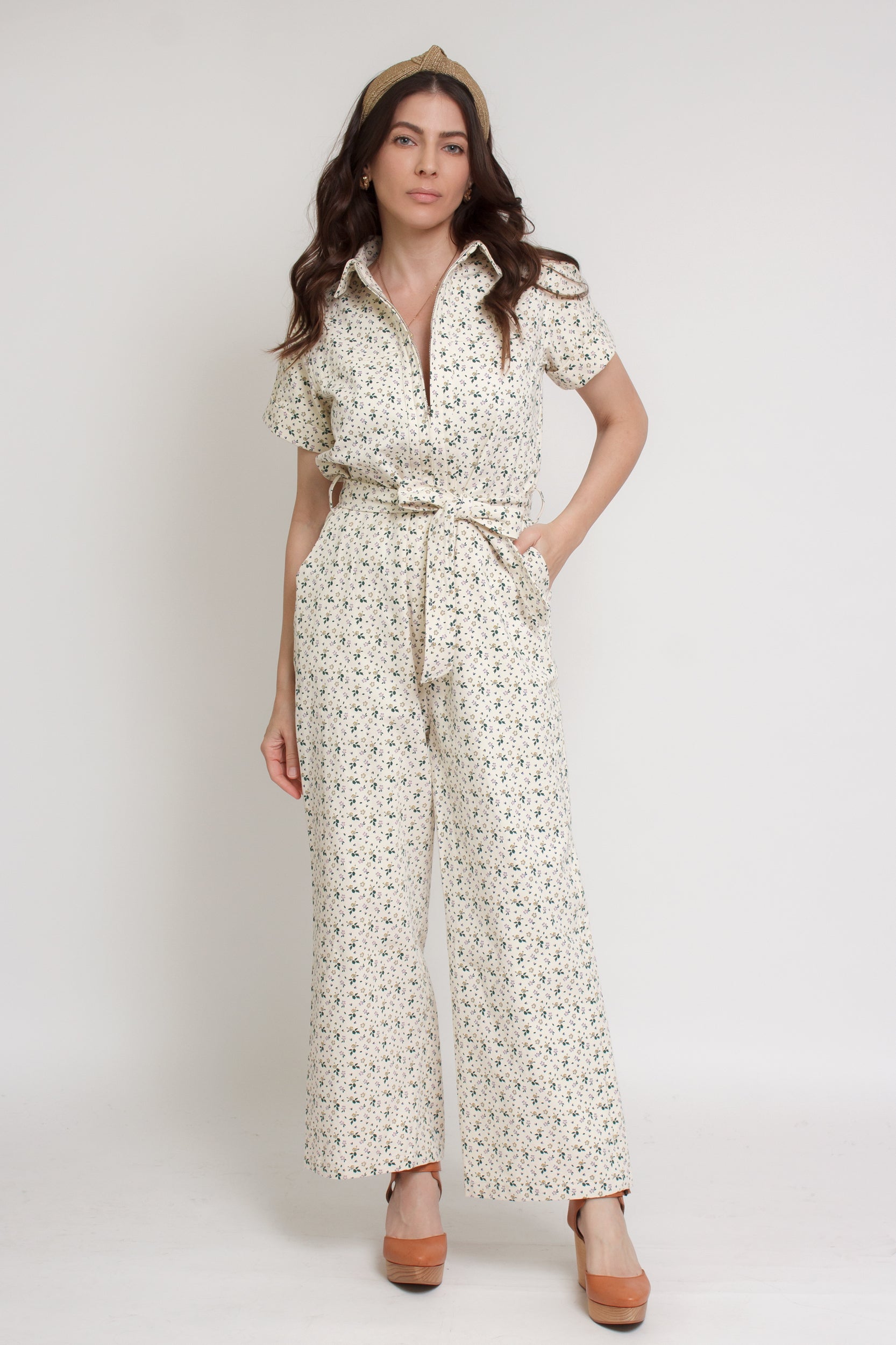 FRNCH floral jumpsuit, in creme. Image 9