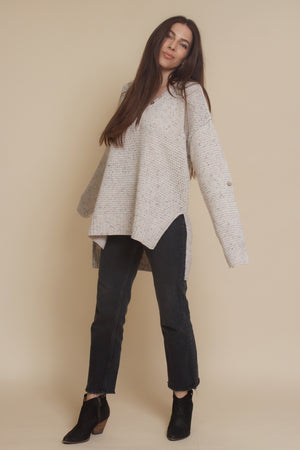 Henley sweater, in eggshell. Image 9