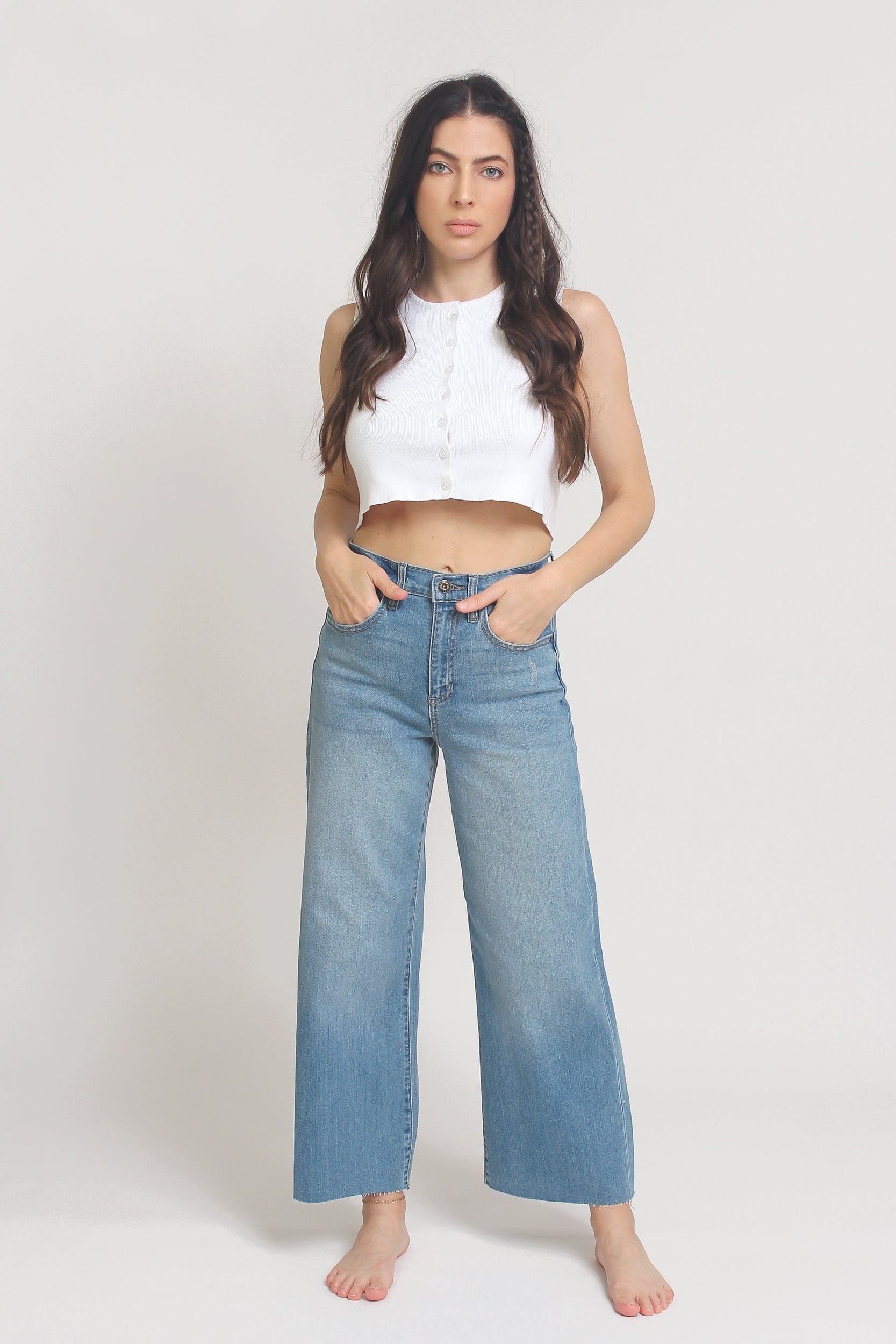 Cropped cut best sale off jeans