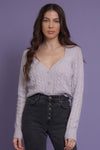 Sweetheart neckline cardigan with jeweled buttons, in lilac. Image 13