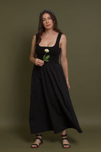 Contrast knit maxi dress, in black. Image 11