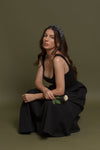 Contrast knit maxi dress, in black. Image 19