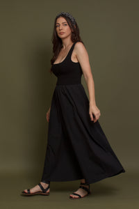 Contrast knit maxi dress, in black. Image 2