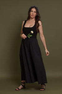 Contrast knit maxi dress, in black. Image 20