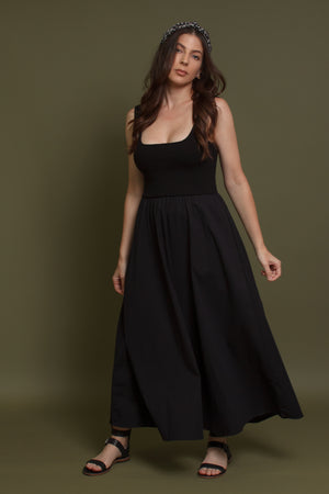 Contrast knit maxi dress, in black. Image 4