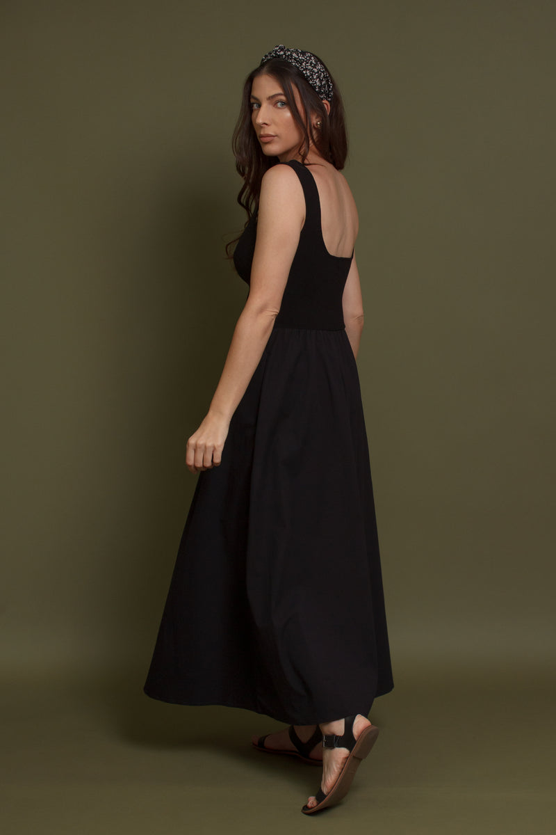 Contrast knit maxi dress, in black. Image 7