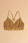 Lace bralette with strappy back, in Mustard Yellow. Image 6