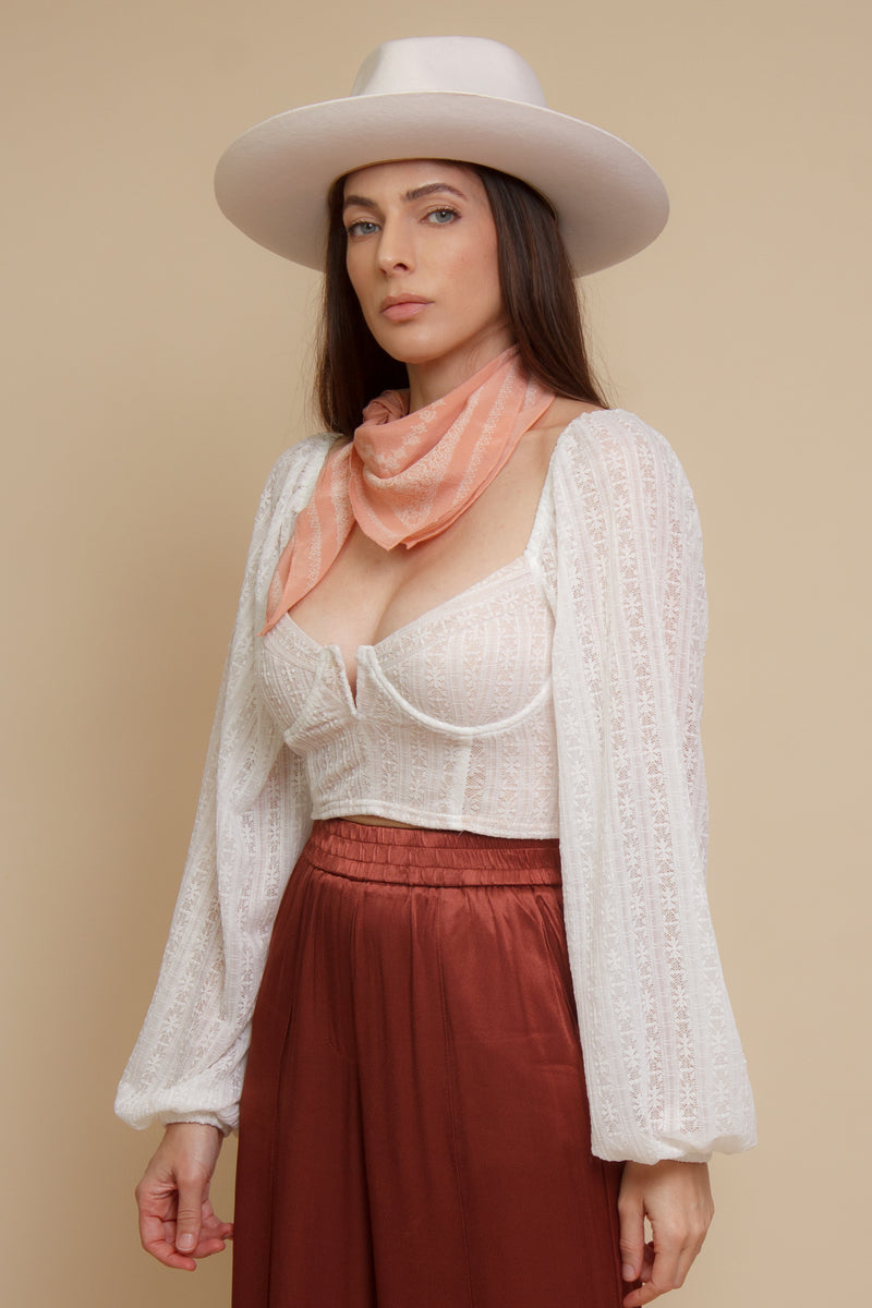 Lace bustier top with underwire, in off white. Image 11