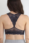Lace racer back bralette, in Charcoal.