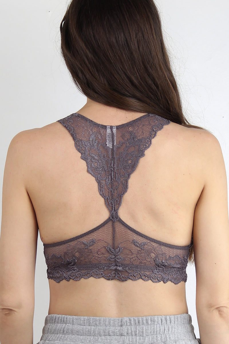 Lace racer back bralette, in Midnight. Image 2