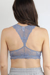 Lace racer back bralette, in Misty Blue. Image 2