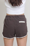 Lace up terry cloth shorts, in Charcoal. Image 4