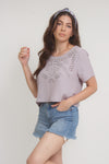 Eyelet cropped blouse, in Lilac. Image 2