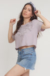 Eyelet cropped blouse, in Lilac. Image 4