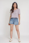 Eyelet cropped blouse, in Lilac. Image 5