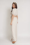 Linen jumpsuit with cutout back, in oatmeal. Image 11