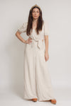 Linen jumpsuit with cutout back, in oatmeal. Image 5