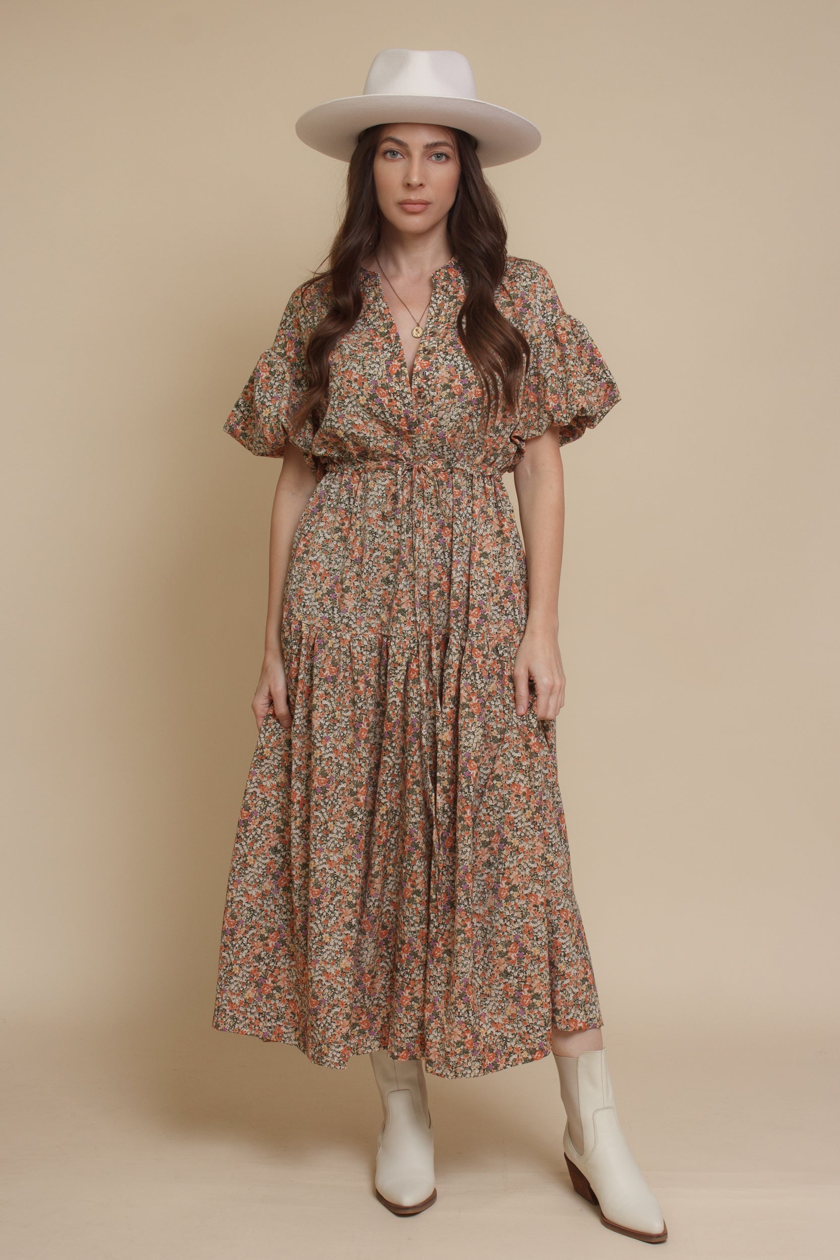 listicle maxi dress LISTICLE Open Back Tiered Hem Boho Midi/Maxi DressSZ. Medium