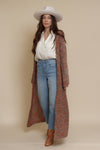 Long cardigan with hood, in multi. Image 10