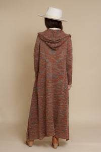 Long cardigan with hood, in multi. Image 6