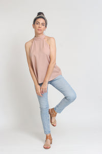 Sleeveless Blouse with button down back, in Dusty Blush. Image 2