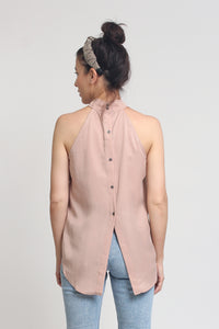 Sleeveless Blouse with button down back, in Dusty Blush. Image 3