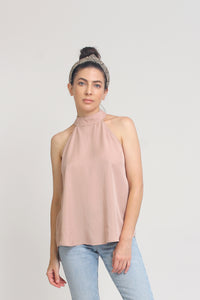 Sleeveless Blouse with button down back, in Dusty Blush. Image 5