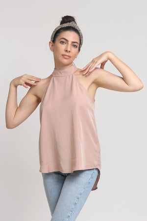 Sleeveless Blouse with button down back, in Dusty Blush. Image 6