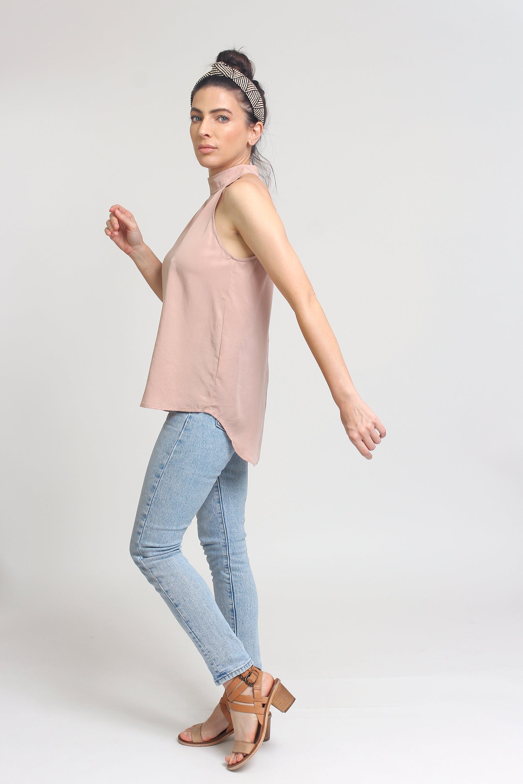 Sleeveless Blouse with button down back, in Dusty Blush. Image 8