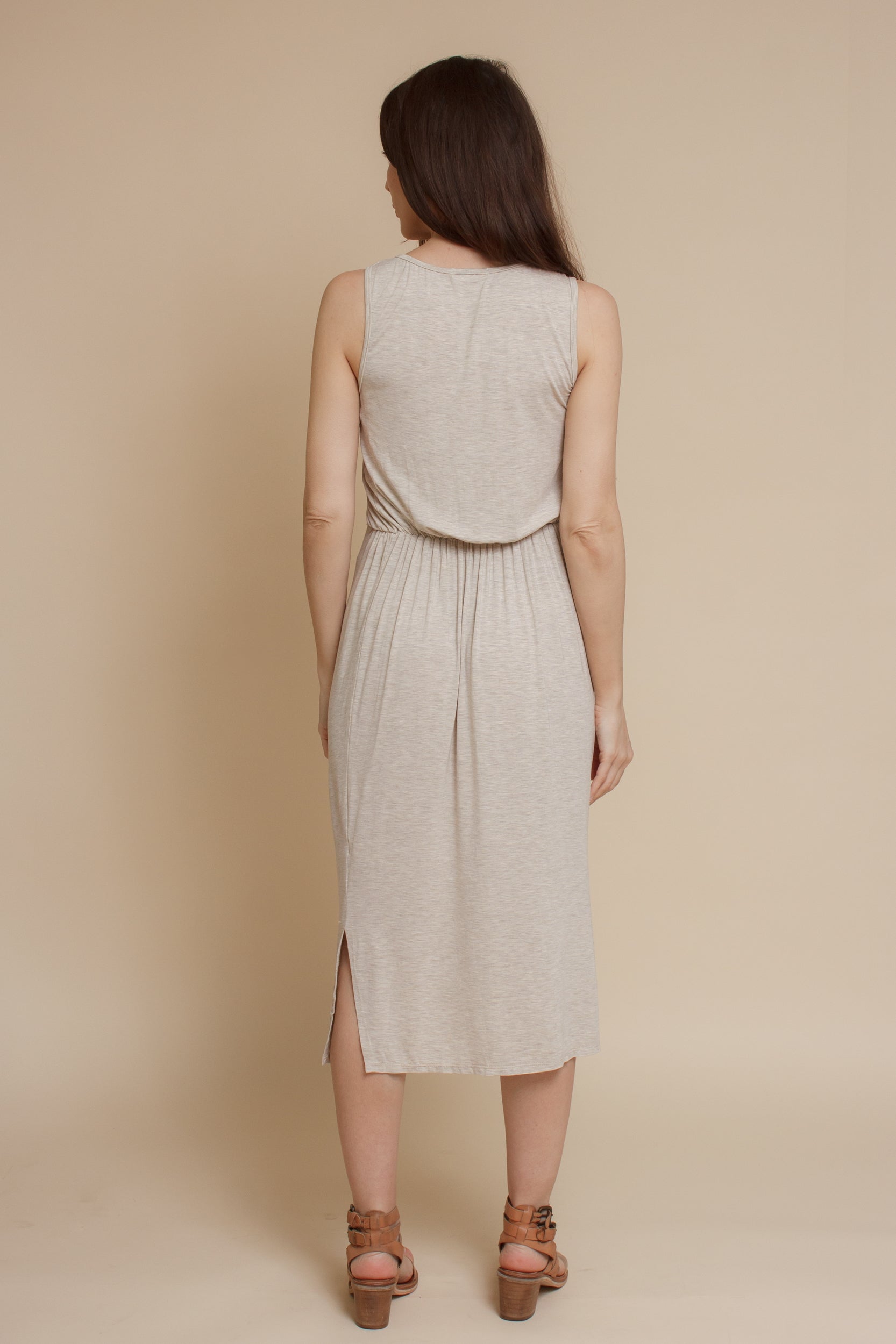 YENN　FADED RIB DRESS G/BEIGE Beige Maxi Dress - Ribbed Knit Maxi Dress - Bodycon Maxi