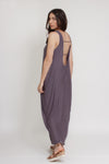 Open back, draped maxi dress, in purple. Image 8