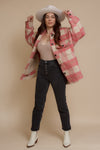 Plaid button front shacket, in pink rose. Image 13