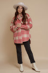 Plaid button front shacket, in pink rose. Image 5